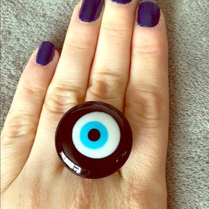 Evil eye (glass) adjustable ring